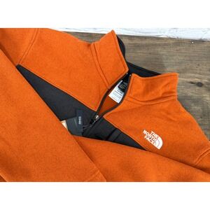 The North Face Gordon Lyons 1/4 Zip Orange Gray Fleece Pullover Knit Jacket XL